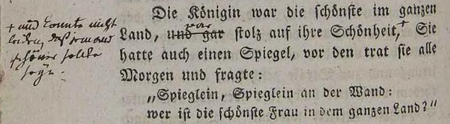 Screenshot of the original 1812 text of _Kinder und Hausmärchen_, which reads as I quoted above.