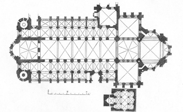 black and white white ink
diagram of the elegant geometry of the floor plan of a cathedral