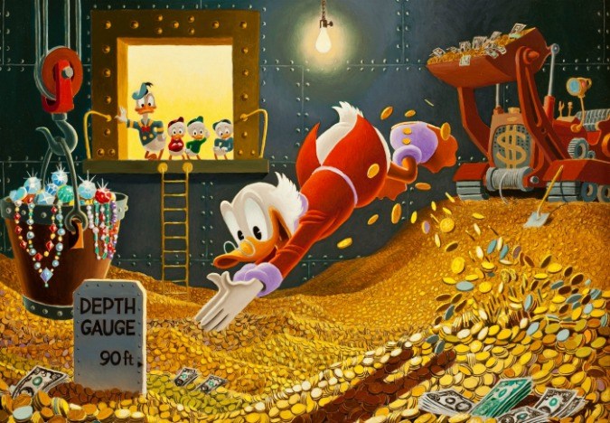 Scrooge McDuck
diving into a pile of gold coins