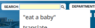 A
screengrab of Firefox. autosuggesting that I might want to search for
“eat a baby”