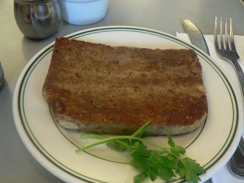A plate of scrapple, as
served in a restaurant.