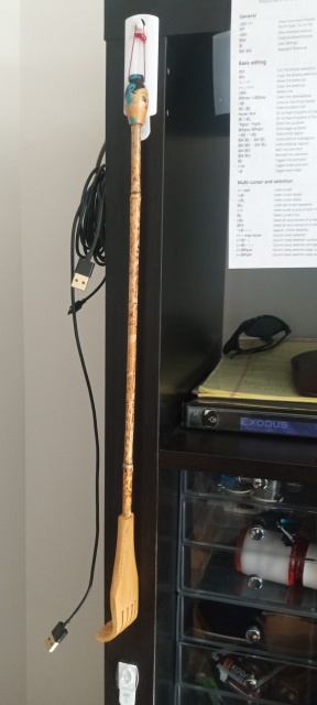 Cheap wooden back
scratcher hanging on a hook